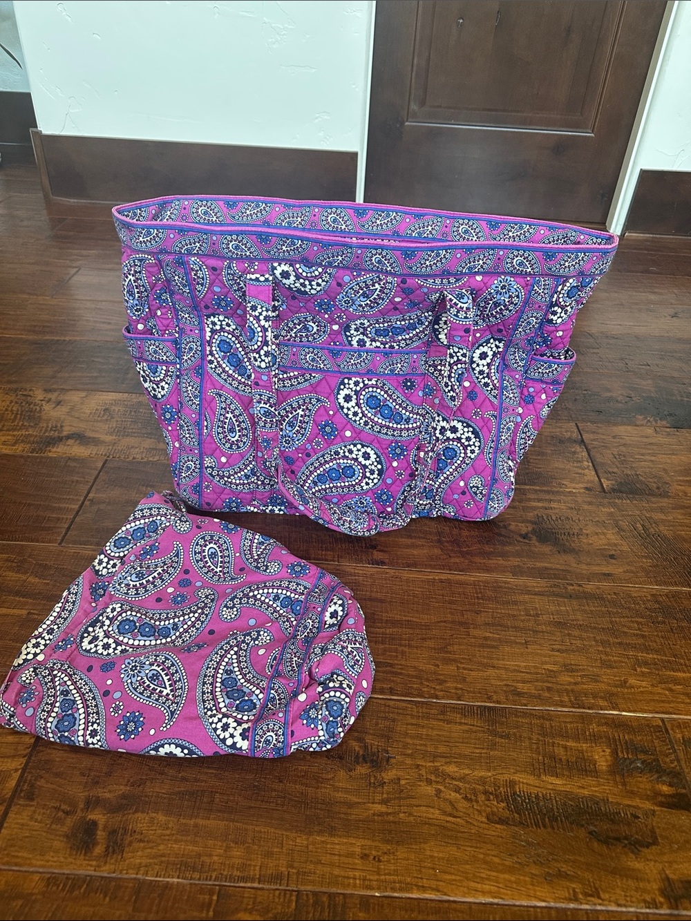 Vera Bradley Get Carried Away Tote in Pink Paisley with Matching Pouch